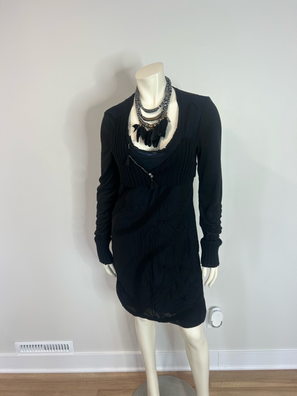 Amazing Elisa Cavaletti Midnight blue Layered knit Midi Dress❤️M
